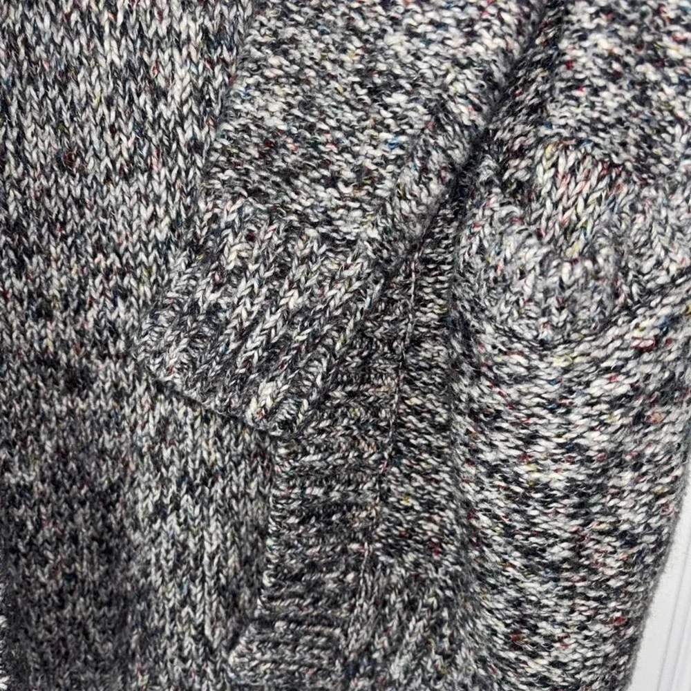 Hollister Chunky Knit Gray Speckled Cardigan Sweater Y2K Open Front Pockets